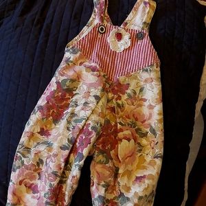 Handmade 2t adorable floral overalls